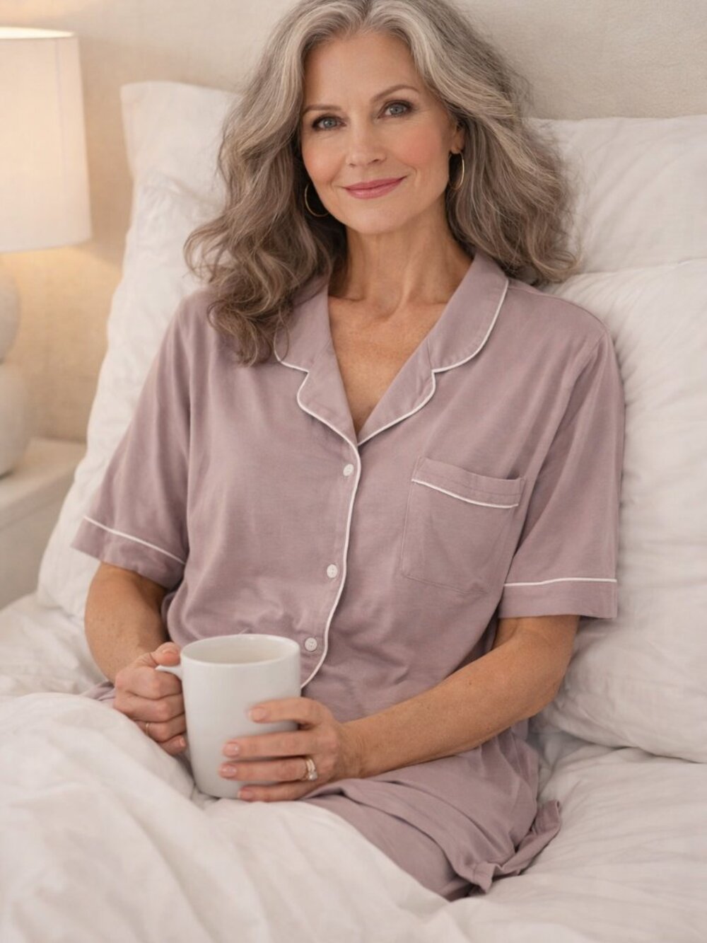 Cozy Earth Women's Lavender Stretch Short Sleeve Bamboo Pajama Top‎ Sz XXXL